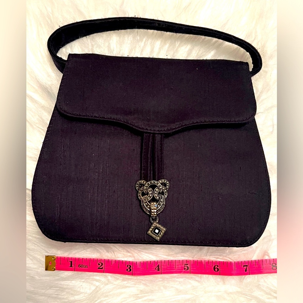 VINTAGE JUDITH JACK WITH MALACHITE ACCENT CLUTCH BLACK